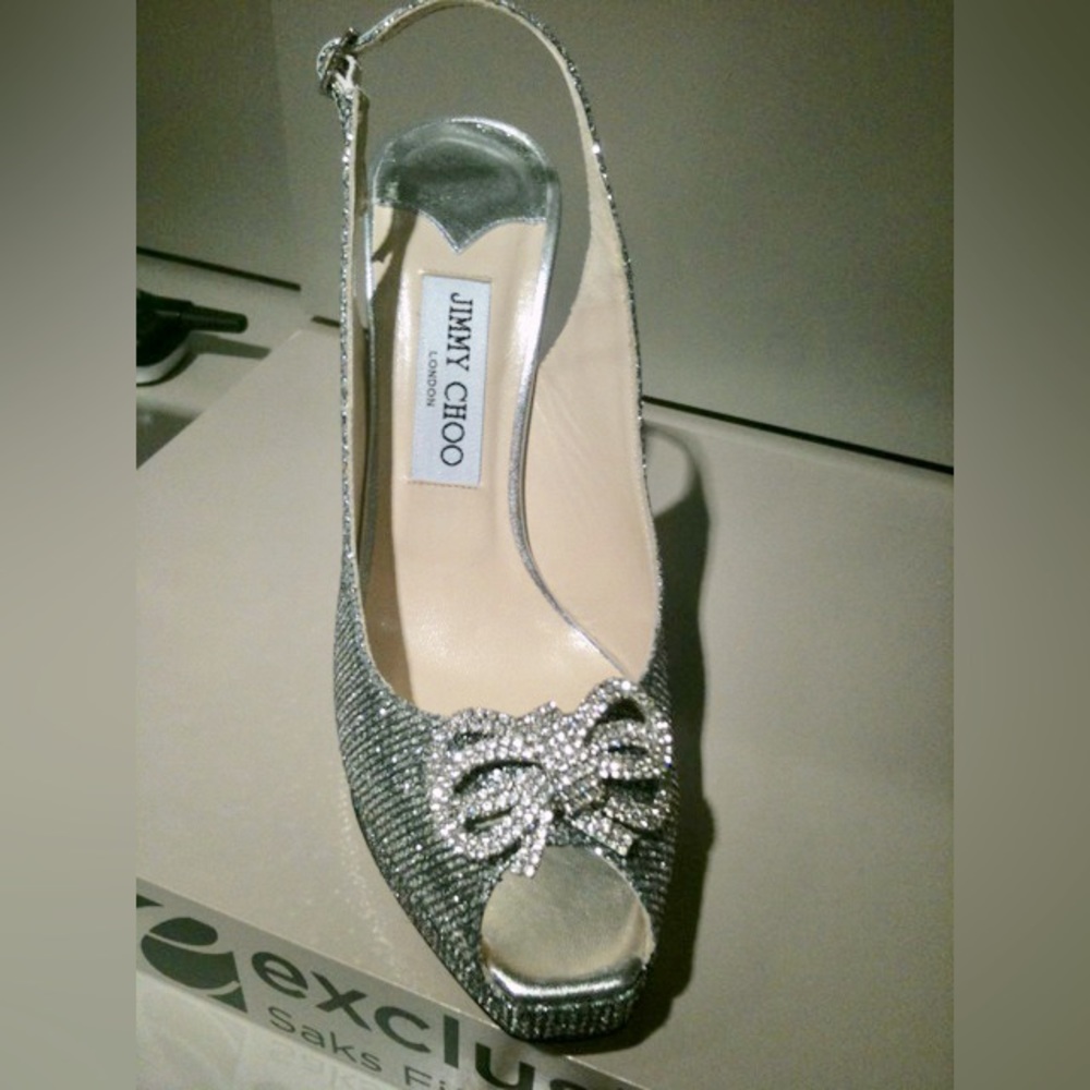 Jimmy Choo 38 1/2 EU Glitter/Silver - Picture 3 of 15